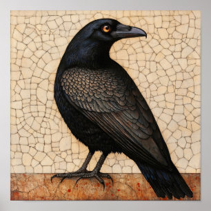 Crow Bird Abstrakte Malerei Poster