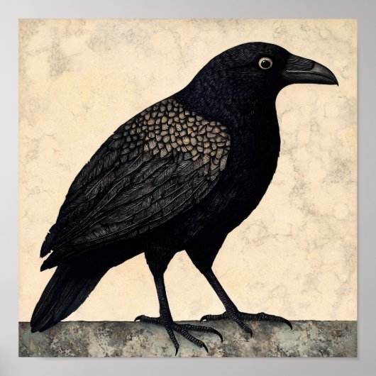 Crow Bird Abstrakte Malerei Poster (Vorne)