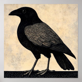 Crow Bird Abstrakte Malerei Poster