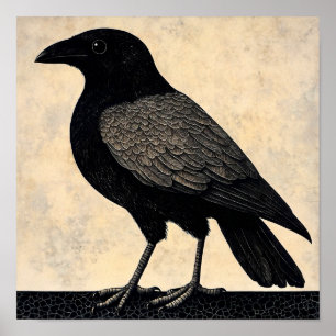 Crow Bird Abstrakte Malerei Poster