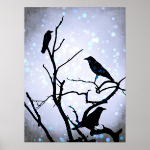 Crow Bird auf Tree Bird 94 Poster