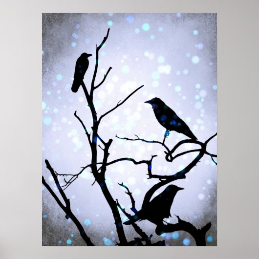 Crow Bird auf Tree Bird 94 Poster (Vorne)