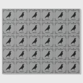 Crow Bird Silhouette und dekorative Wirbel Grau Geschenkpapier (Flach)