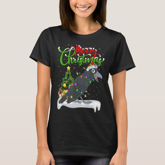 Crow Bird Weihnachtsdekorationen Weihnachten T-Shirt (Vorderseite)