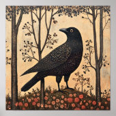 Crow Bird Whimsical Painting Poster (Vorne)
