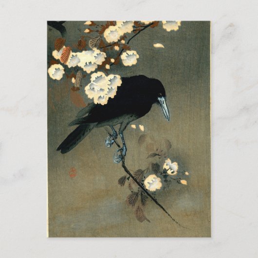 Crow & Blossom von Ohara Koson (1910) Postkarte (Vorderseite)