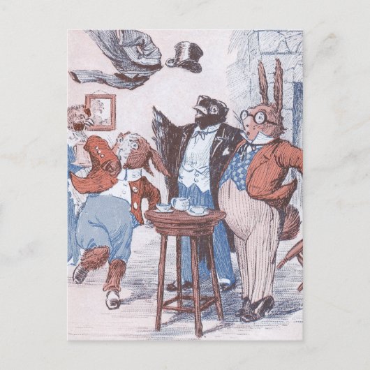 Crow & Bunnies haben Tee Postkarte (Vorderseite)