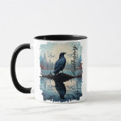 Crow by Tranquil Lake Reflection Tasse (Links)