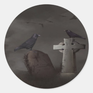 Crow-Cemetaraufkleber Runder Aufkleber
