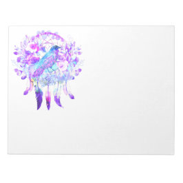 Crow Dreamcatcher Blue Lila Floral Notizblock