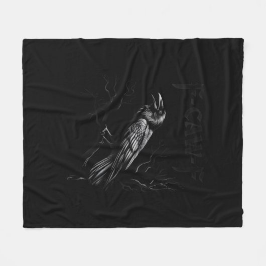 Crow, F-Caw-F Bird Retro Classic Fleecedecke (Vorderseite (Horizontal))