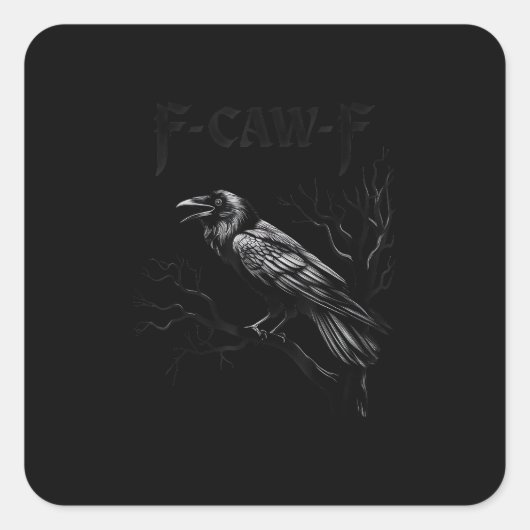 Crow, F-Caw-F Bird Retro Classic Quadratischer Aufkleber (Vorderseite)