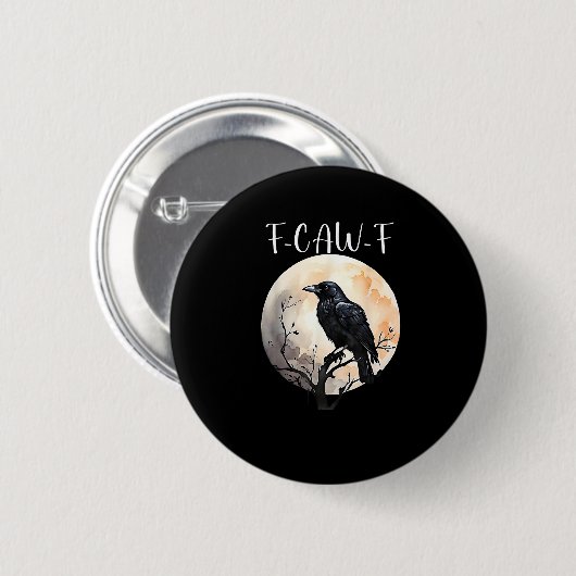 Crow F-Caw-F Funny Bird Aesthetic Casual Button (Vorne & Hinten)