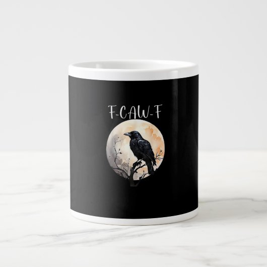 Crow F-Caw-F Funny Bird Aesthetic Casual Jumbo-Tasse (Vorderseite)