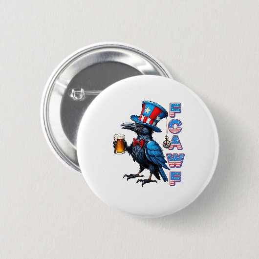 Crow, F-Caw-F Funny Bird Creative Casual Button (Vorne & Hinten)
