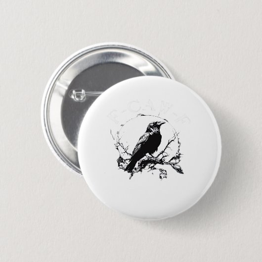 Crow, F-Caw-F Funny Bird Funny Trendy Button (Vorne & Hinten)