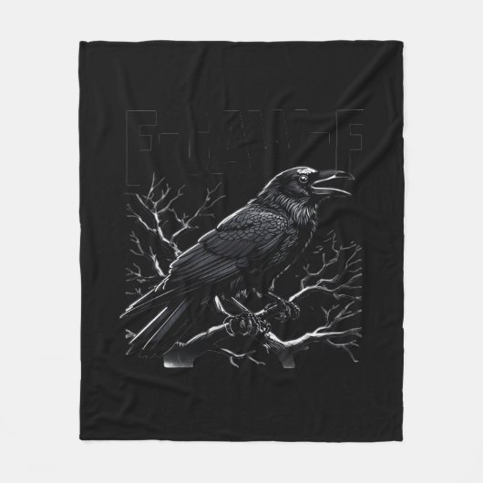 Crow, F-Caw-F Funny Bird Minimal Clean Fleecedecke (Vorderseite)