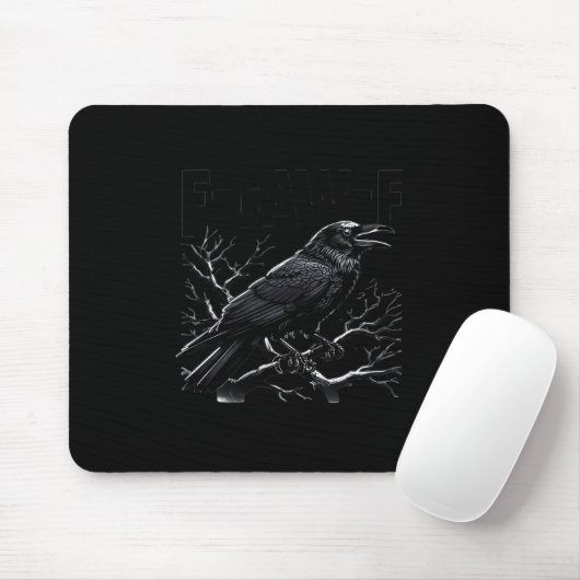 Crow, F-Caw-F Funny Bird Minimal Clean Mousepad (Mit Mouse)