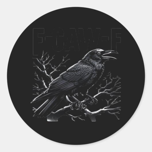 Crow, F-Caw-F Funny Bird Minimal Clean Runder Aufkleber (Vorderseite)