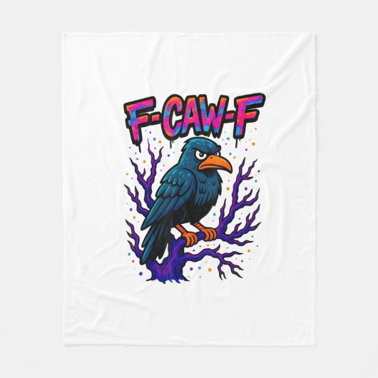 Crow, F-Caw-F Funny Bird Moon Gothic Adult Humor M Fleecedecke (Vorderseite)