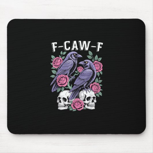 Crow F-Caw-F Funny Bird Moon Gothic Adult Humor Mi Mousepad (Vorne)