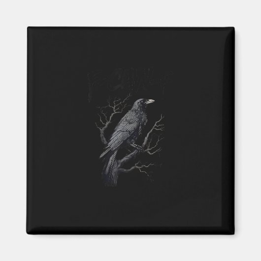 Crow, F-Caw-F Funny Bird Moon Gothic Adult Humor T Magnet (Vorne)