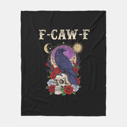 Crow F-Caw-F Funny Bird Moon Gothic Adult Humor Vi Fleecedecke (Vorderseite)