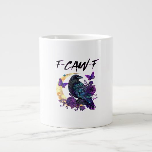 Crow F Caw F Funny Bird Moon Gothic Design Jumbo-Tasse (Vorderseite)