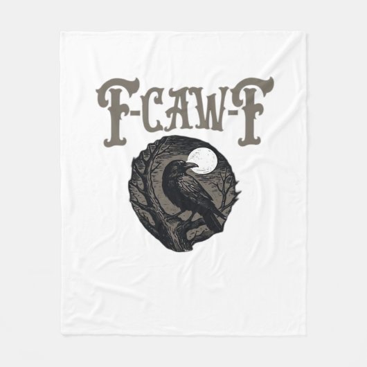 Crow, F-Caw-F Funny Bird Moon Gothic Retro Graphic Fleecedecke (Vorderseite)