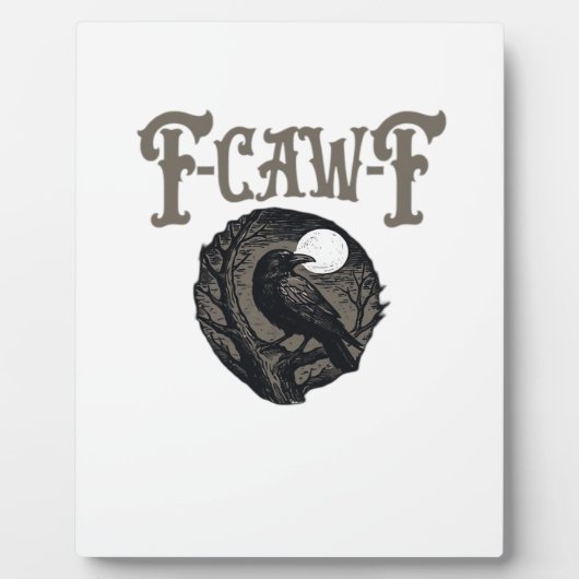 Crow, F-Caw-F Funny Bird Moon Gothic Retro Graphic Fotoplatte (Vorderseite)
