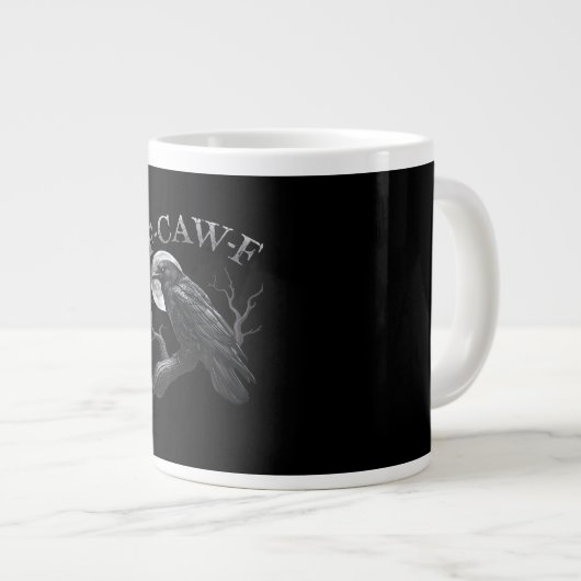 Crow F-Caw-F Funny Bird Moon Retro Classic Jumbo-Tasse (Vorderseite Rechts)