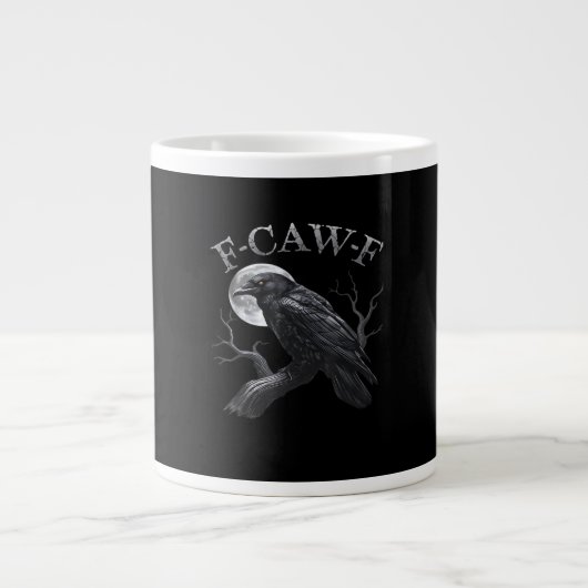 Crow F-Caw-F Funny Bird Moon Retro Classic Jumbo-Tasse (Vorderseite)