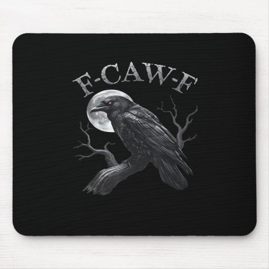 Crow F-Caw-F Funny Bird Moon Retro Classic Mousepad (Vorne)