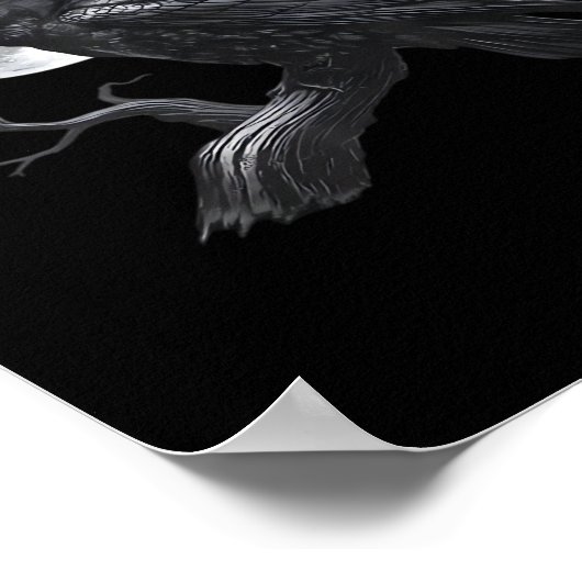 Crow F-Caw-F Funny Bird Moon Retro Classic Poster (Ecke)