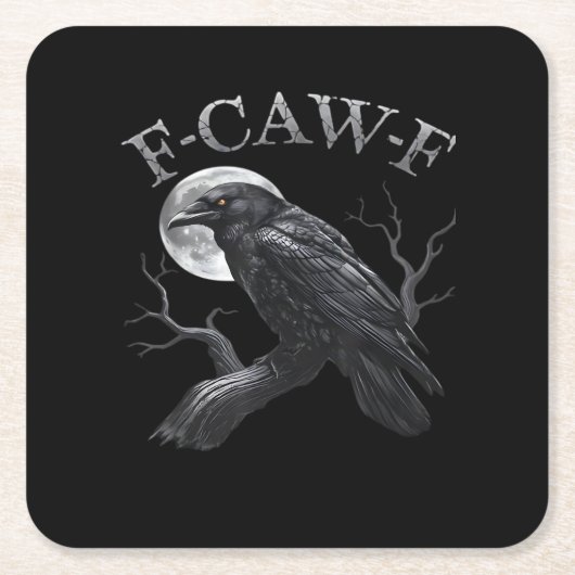 Crow F-Caw-F Funny Bird Moon Retro Classic Rechteckiger Pappuntersetzer (Vorderseite)