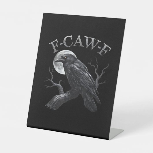 Crow F-Caw-F Funny Bird Moon Retro Classic Sockelschild (Vorderseite)