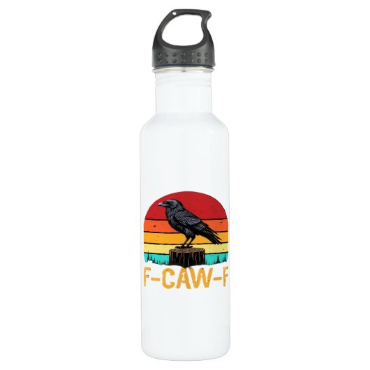 Crow, F-Caw-F Funny Bird Retro Classic Edelstahlflasche (Vorderseite)