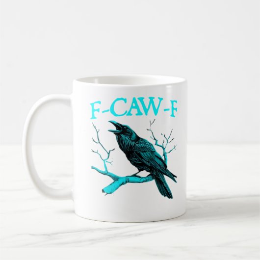 Crow F-Caw-F Funny Bird Retro Design Creative Styl Kaffeetasse (Links)