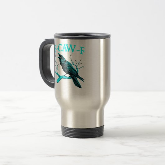 Crow F-Caw-F Funny Bird Retro Design Creative Styl Reisebecher (Vorderseite Links)