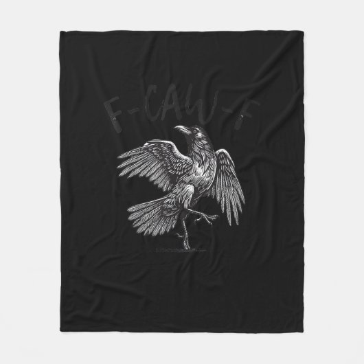 Crow, F-Caw-F Funny Bird Retro Graphic Fleecedecke (Vorderseite)