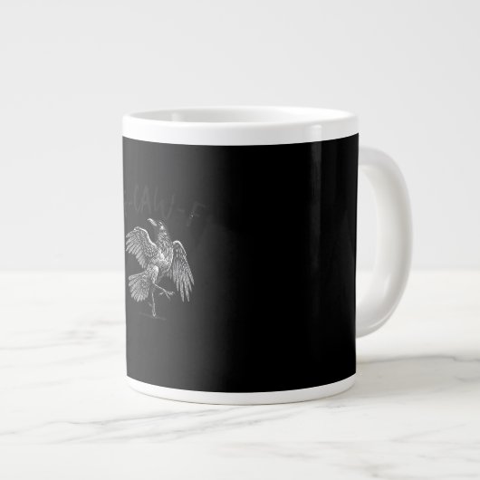 Crow, F-Caw-F Funny Bird Retro Graphic Jumbo-Tasse (Vorderseite Rechts)