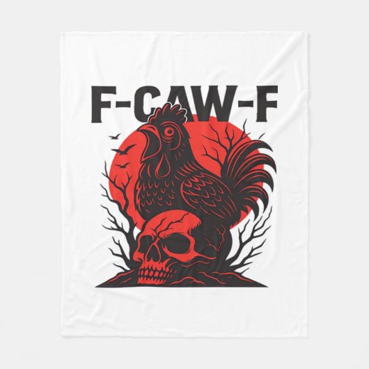 Crow F-Caw-F Funny Gothic Humor Fleecedecke (Vorderseite)