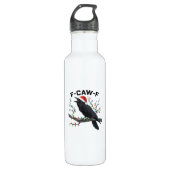 Crow F-Caw-F Funny Retro Christmas Lights Santa Ha Edelstahlflasche (Vorderseite)