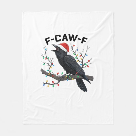 Crow F-Caw-F Funny Retro Christmas Lights Santa Ha Fleecedecke (Vorderseite)