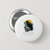 Crow F-Caw-F Funny Skull Moon Design Button (Vorne & Hinten)