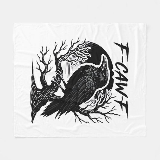 Crow F-Caw-F Gothic Humor Funny Fleecedecke (Vorderseite (Horizontal))