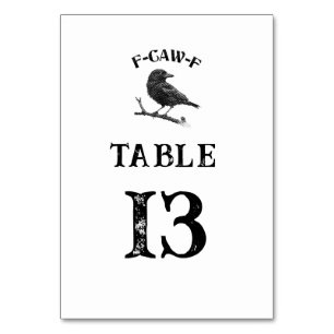 Crow F-CAW-F Halloween Custom Black and White Tischnummer