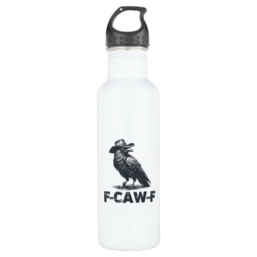 Crow F-Caw-F Retro Crow Lover Edelstahlflasche (Vorderseite)