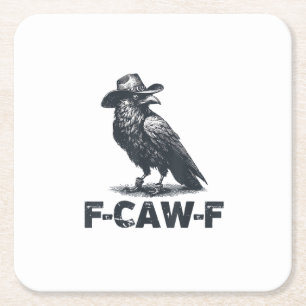 Crow F-Caw-F Retro Krähenliebhaber Rechteckiger Pappuntersetzer