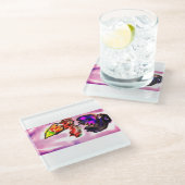 Crow fliegt Herbst Glasuntersetzer (Schrägansicht)